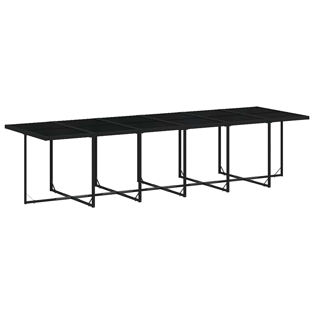13 Pcs conjunto de jantar p/jardim com almofadões vime PE preto