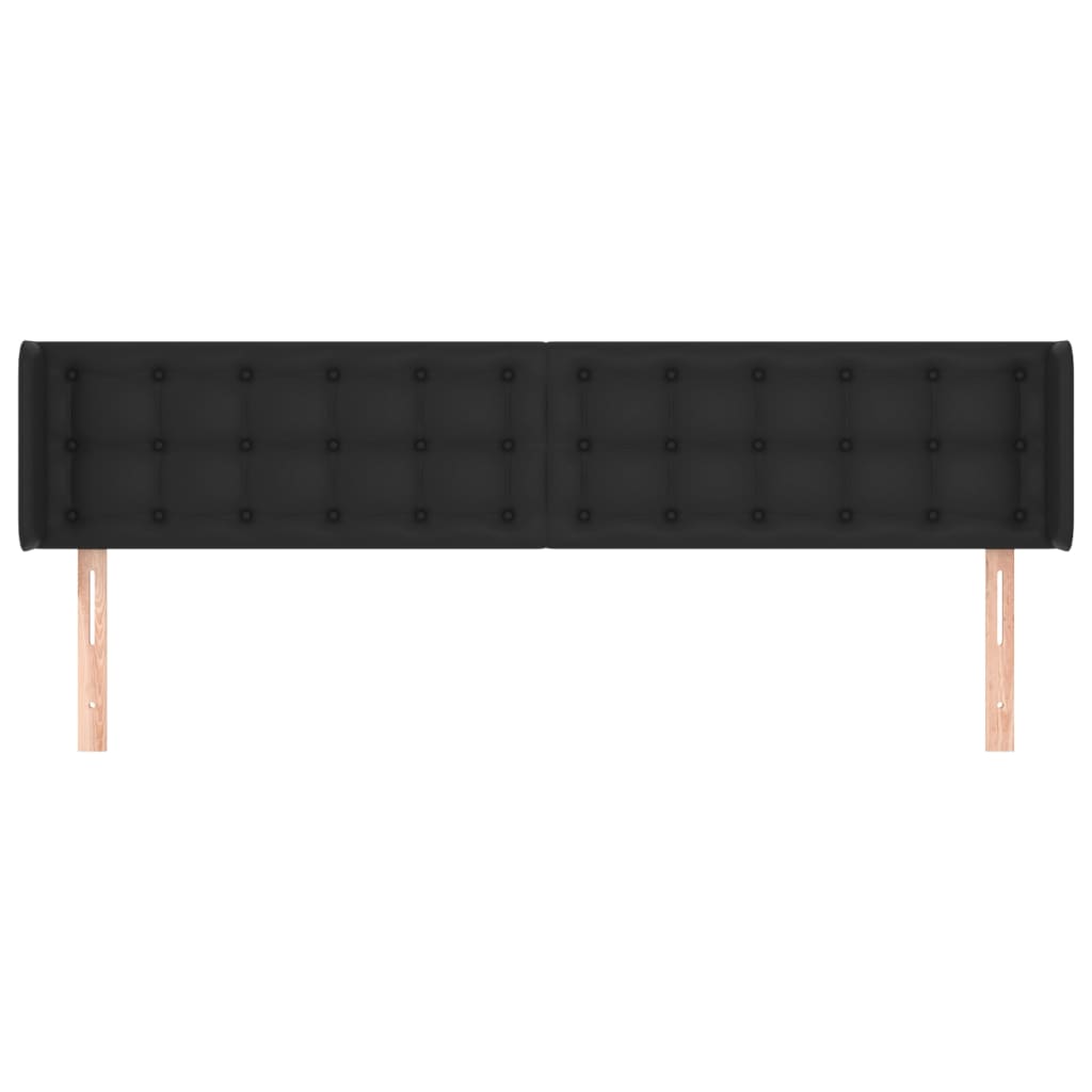 Cabeceira de cama c/ abas couro artificial 203x16x78/88cm preto
