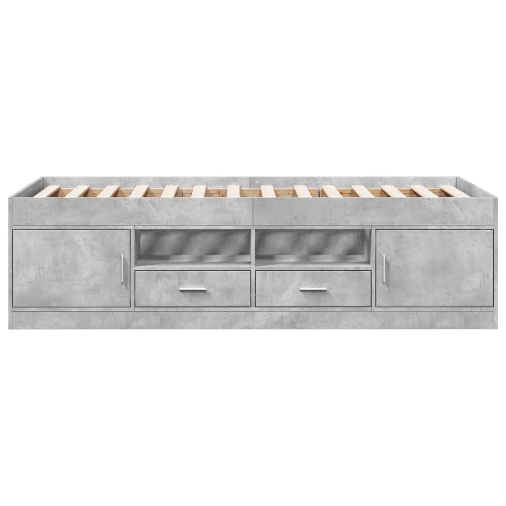 Sofá-cama com gavetas sem colchão 90x190 cm cinzento cimento