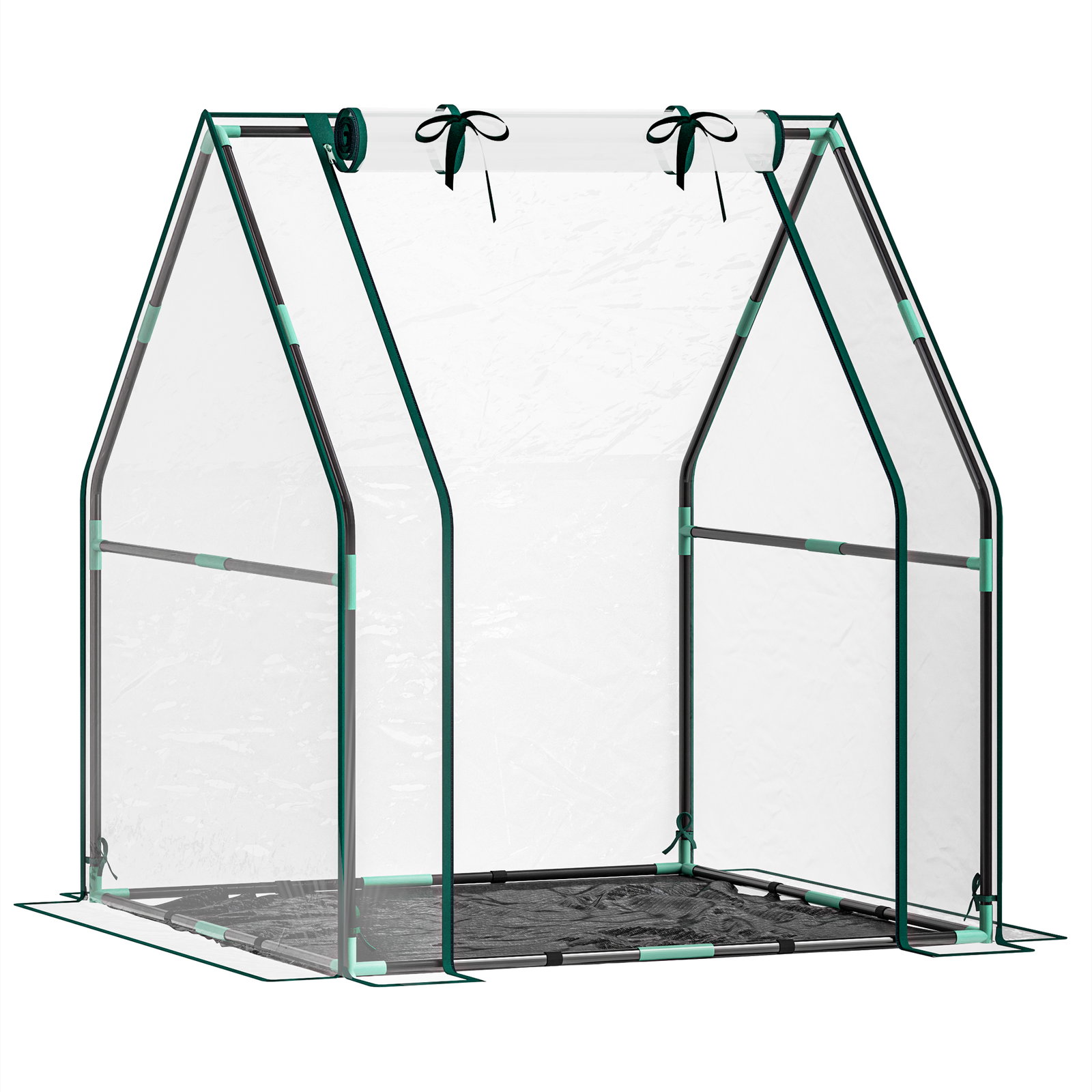 Estufa pequena porta com fecho de correr base de tecido PE impermeável e estrutura de aço estufa 90x90x105 cm transparente