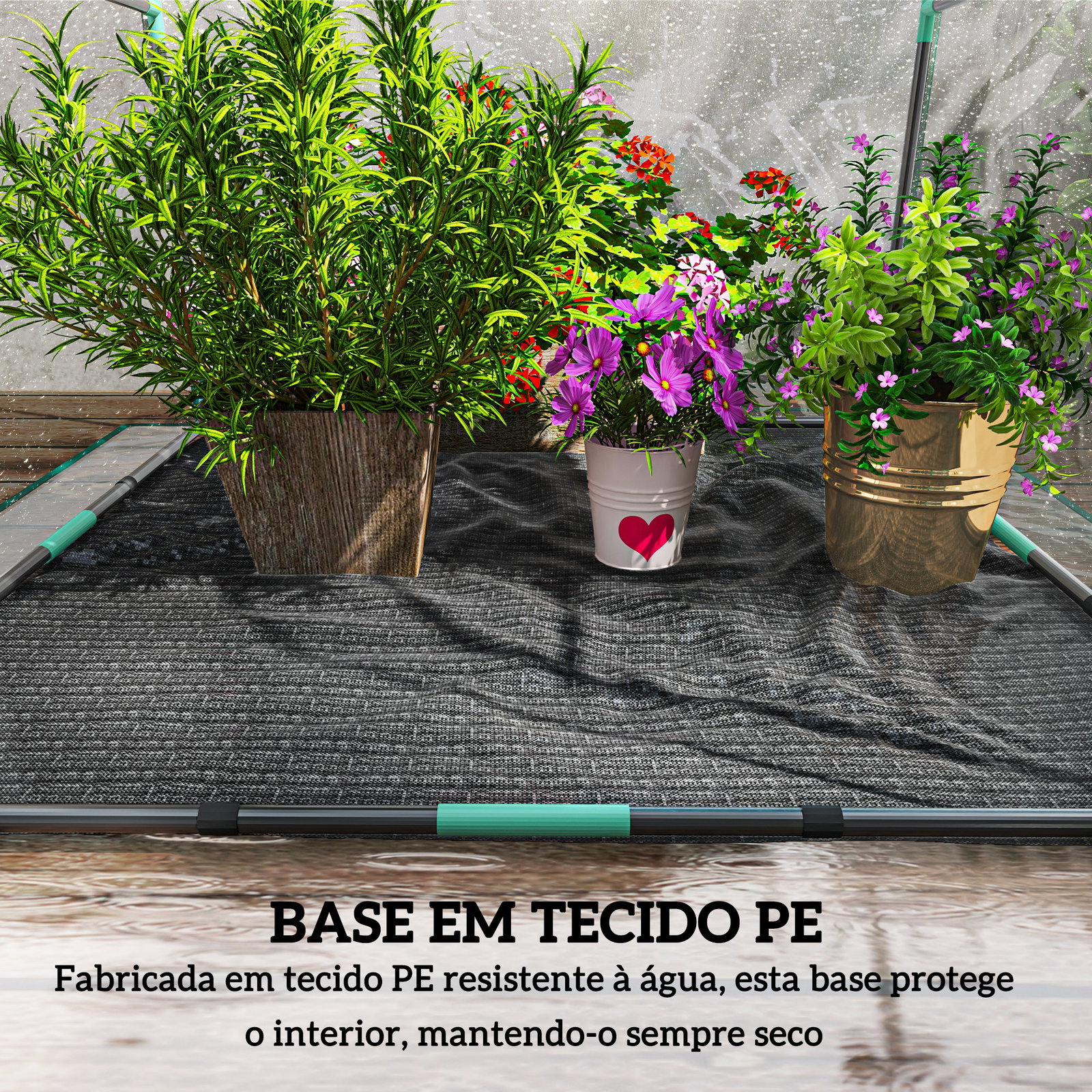 Estufa pequena porta com fecho de correr base de tecido PE impermeável e estrutura de aço estufa 90x90x105 cm transparente