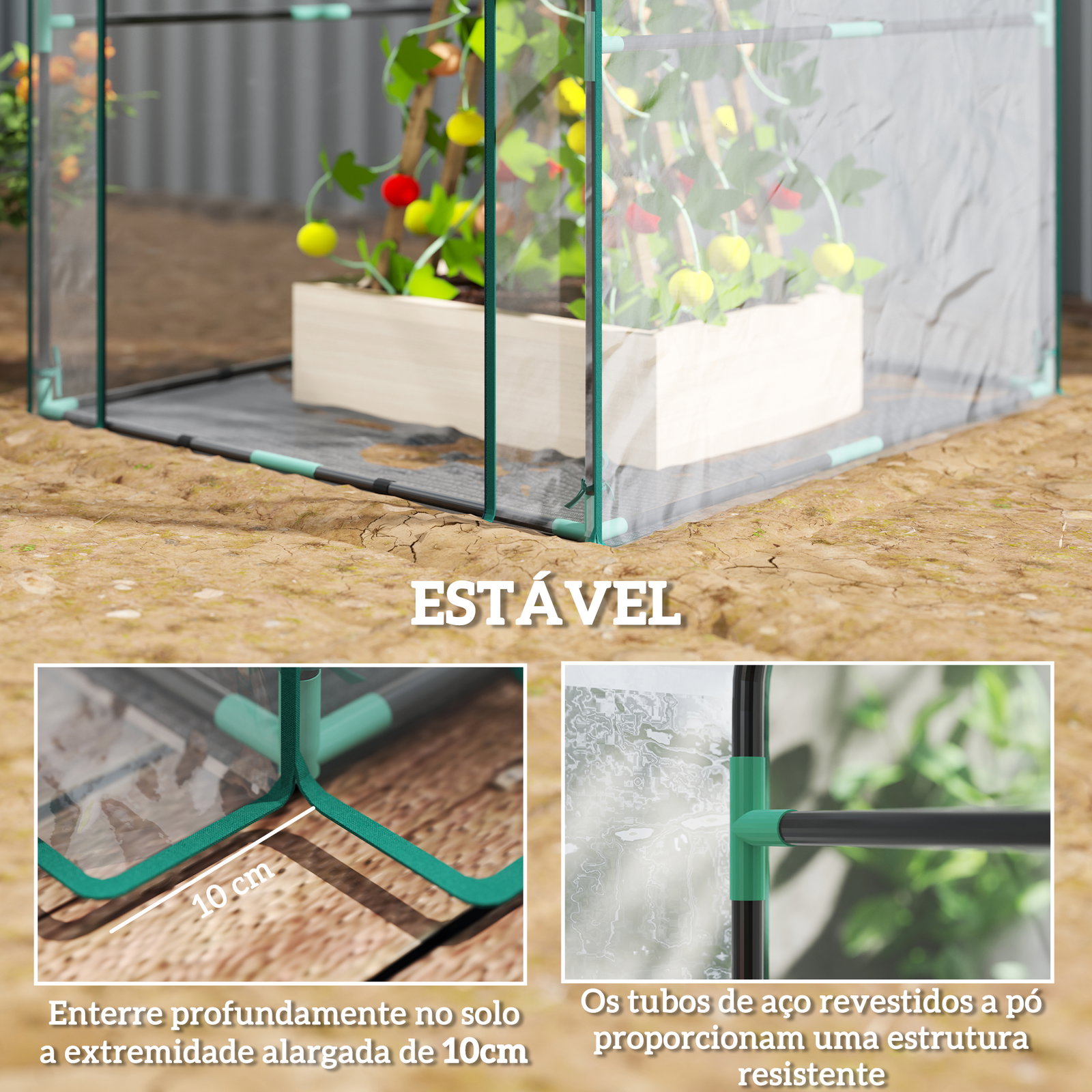 Estufa pequena porta com fecho de correr base de tecido PE impermeável e estrutura de aço estufa 90x90x105 cm transparente