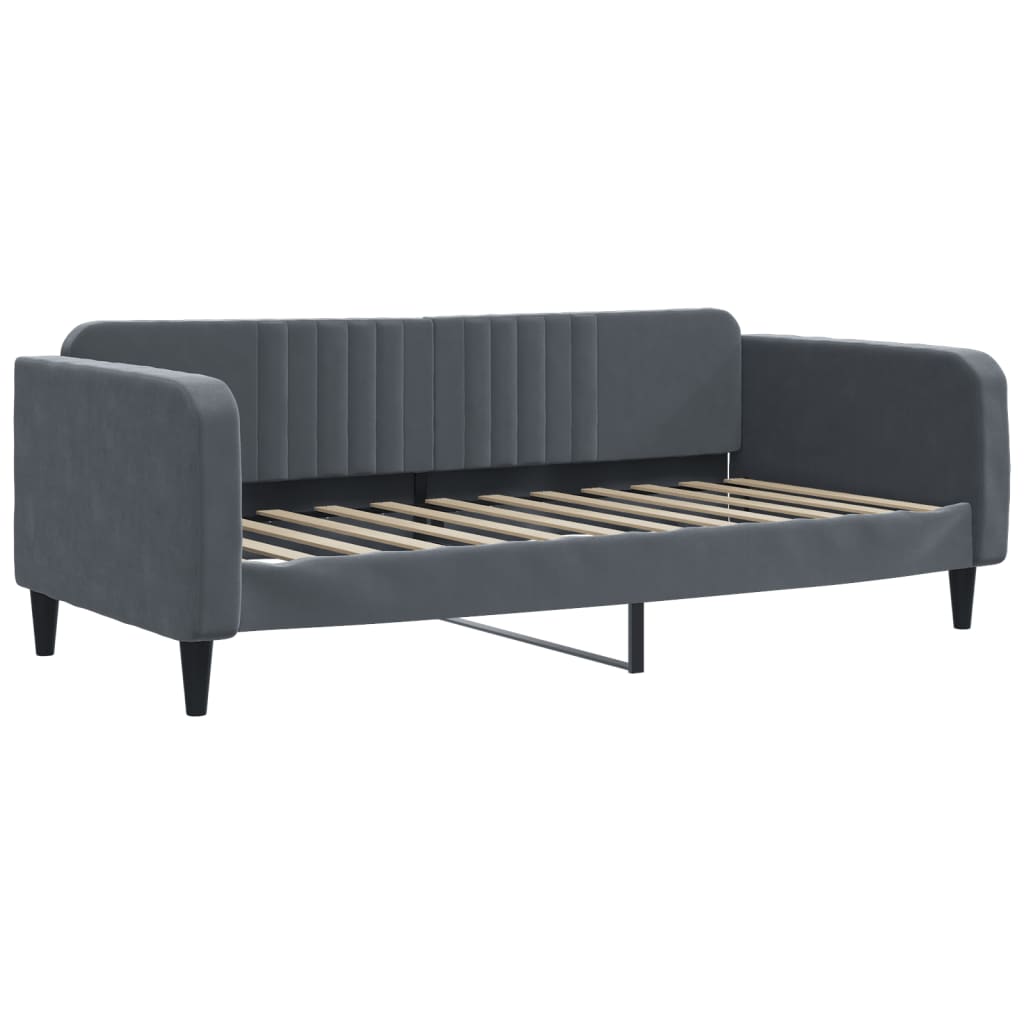 Sofá-cama c/ gavetão e gavetas 90x200 cm veludo cinzento-escuro