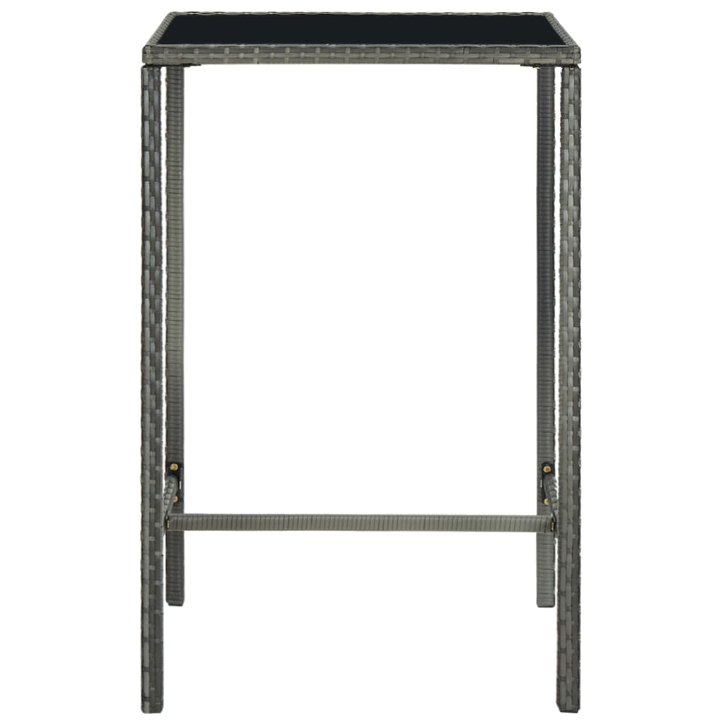 5 Pcs conjunto de bar p/ jardim c/ almofadões vime PE cinzento