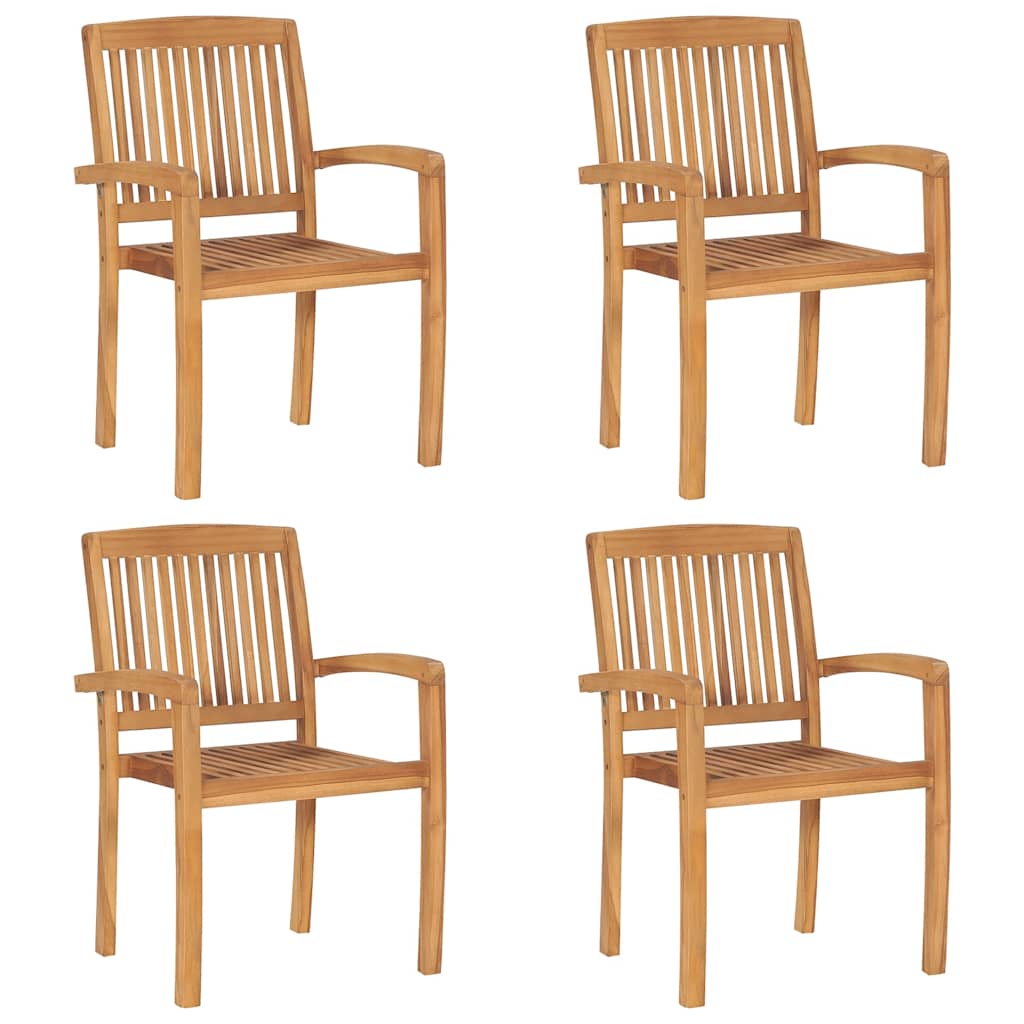 Cadeiras de jardim empiháveis 4 pcs madeira teca maciça