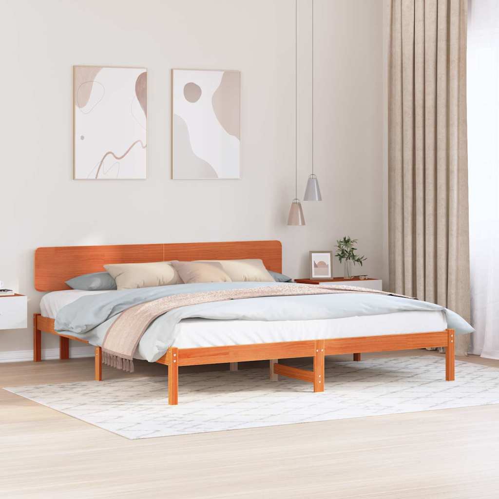 Estrutura da cama com cabeceira marrom cera 180 x 200 cm