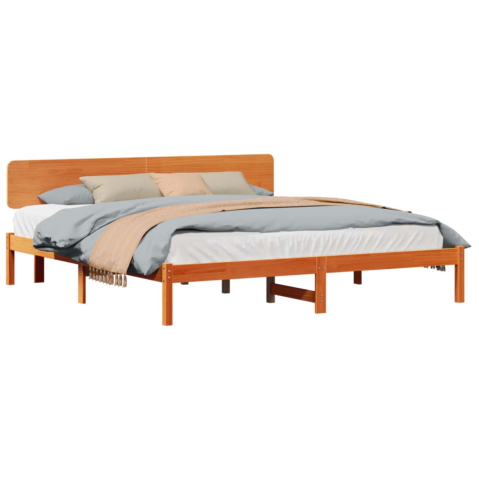 Estrutura da cama com cabeceira marrom cera 180 x 200 cm