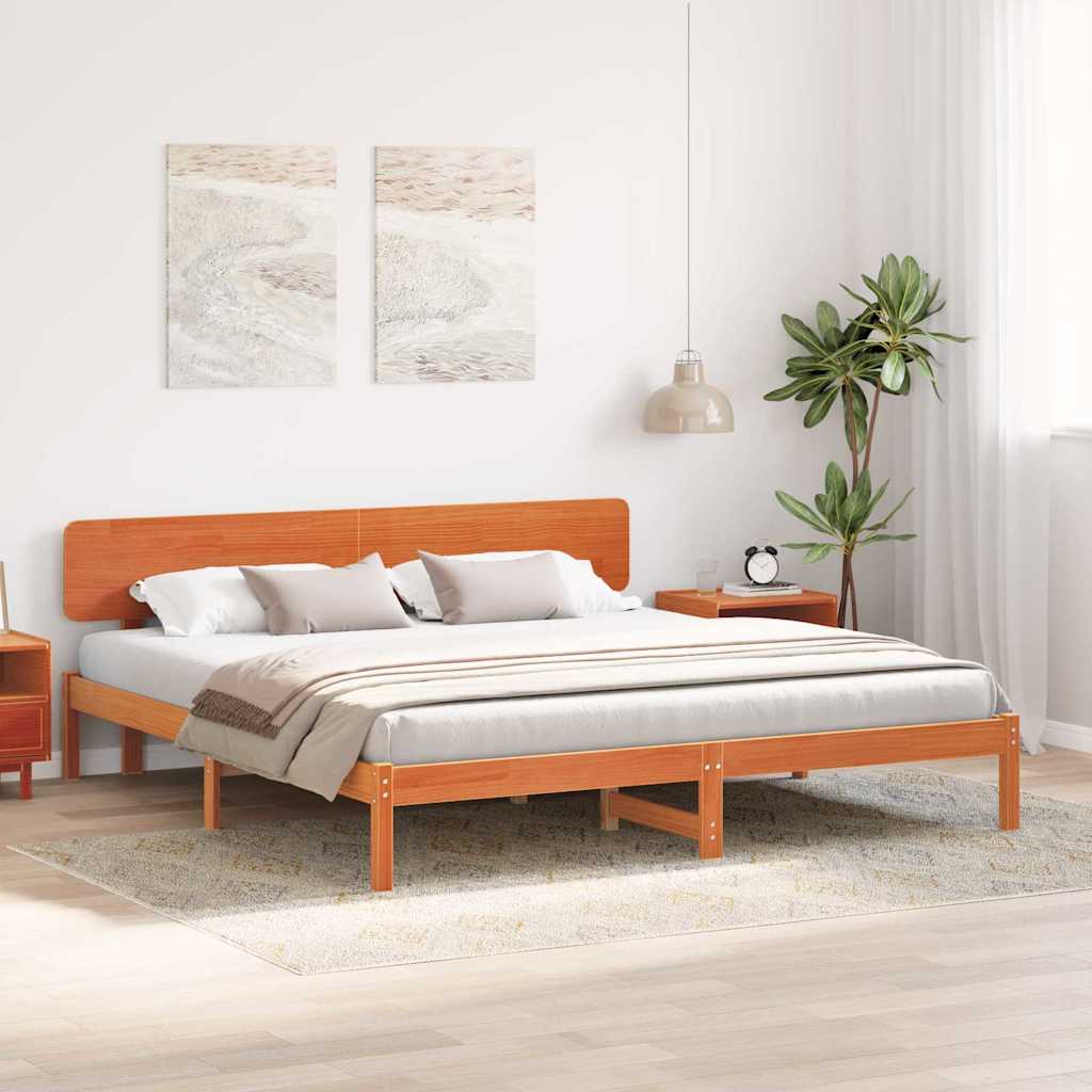 Estrutura da cama com cabeceira marrom cera 180 x 200 cm