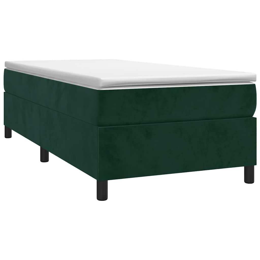 Cama com molas/colchão 90x200 cm veludo verde-escuro