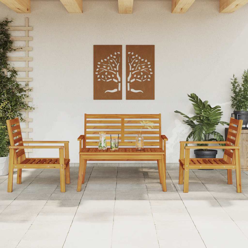 4 Pcs conjunto lounge de jardim madeira de acácia maciça