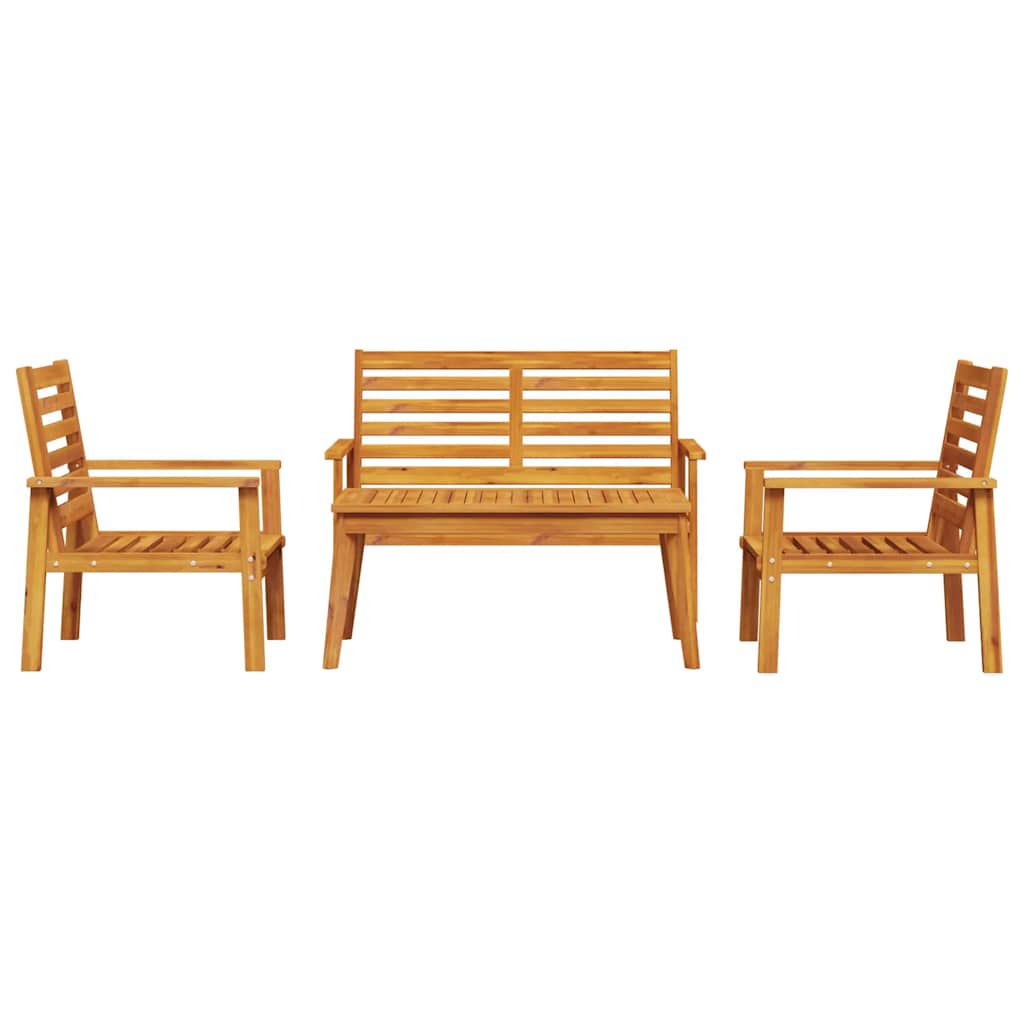 4 Pcs conjunto lounge de jardim madeira de acácia maciça