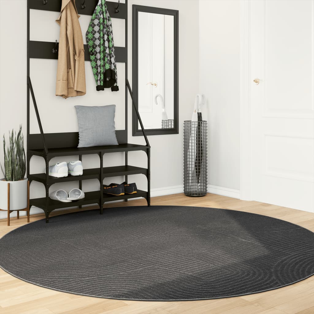Tapete de pelo curto iza visual escandinavo ø 200 cm antracite