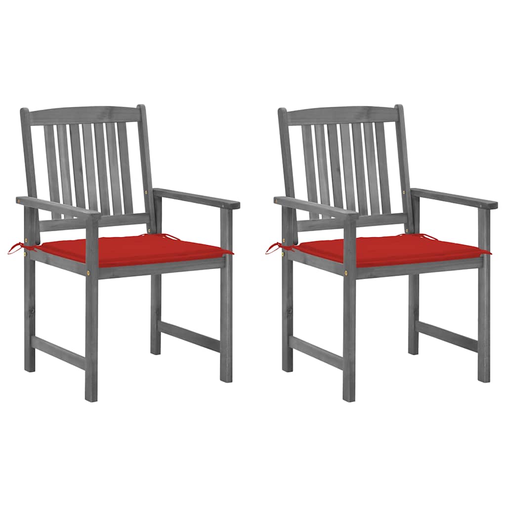 Cadeiras de jardim com almofadões 2 pcs acácia maciça cinza