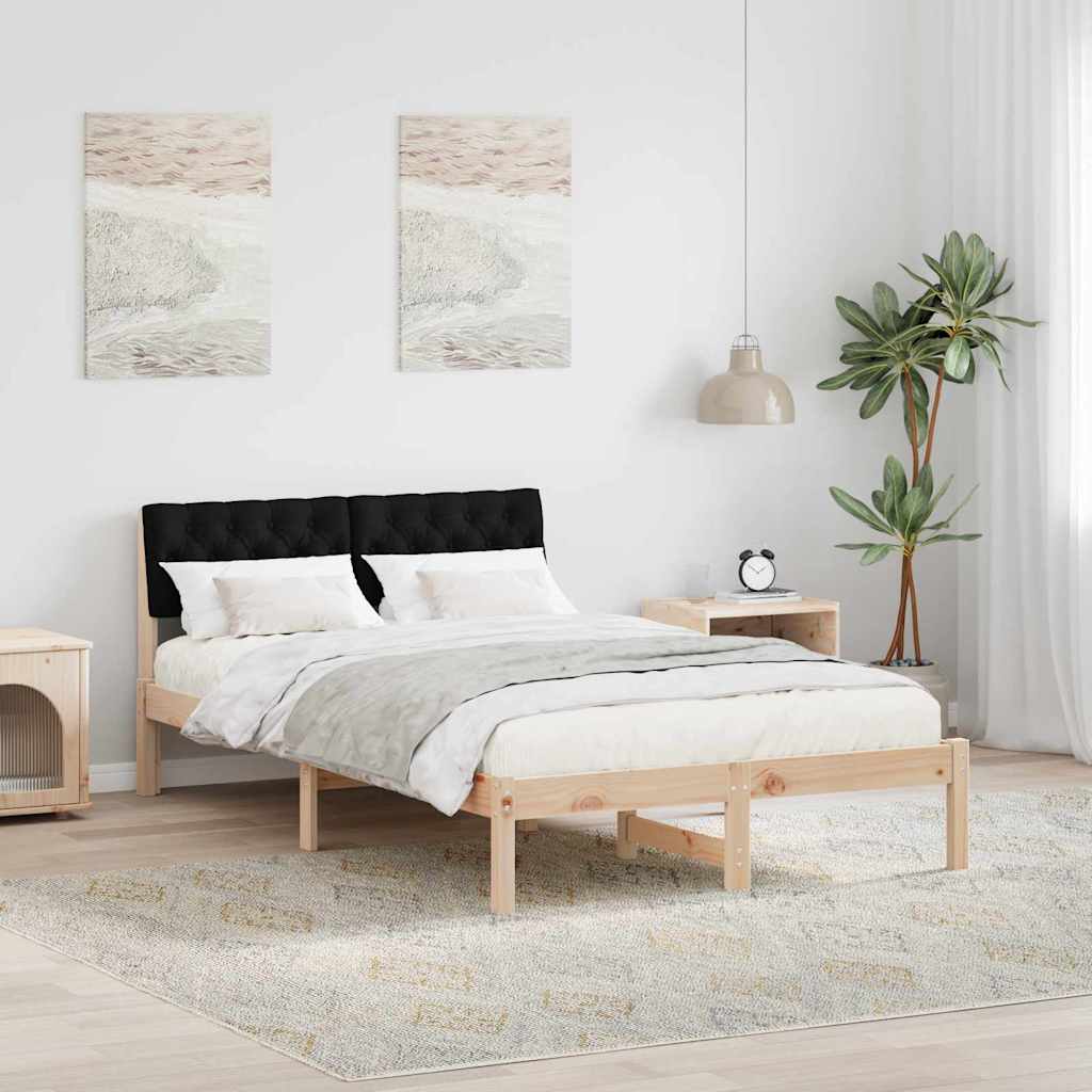 Estrutura da cama com cabeceira castanho e preto 120 x 200 cm