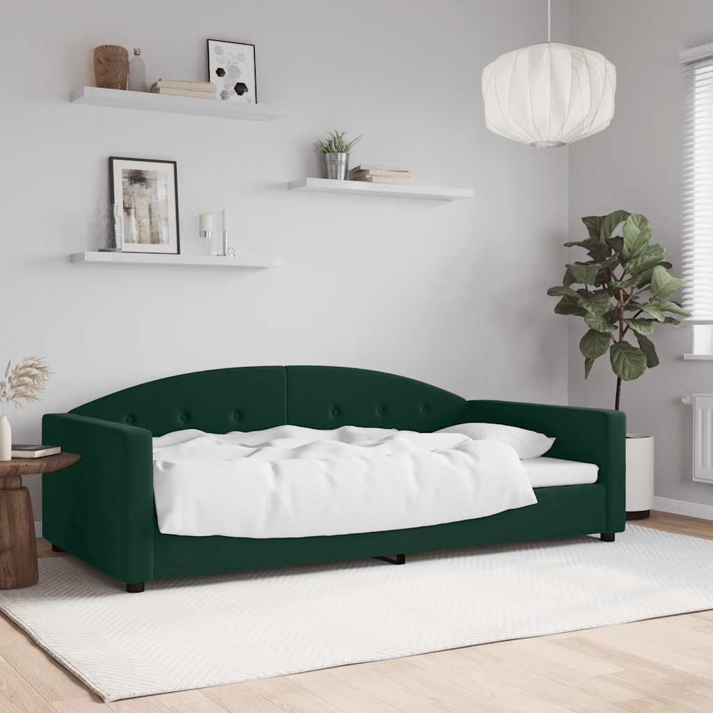 Sofá-cama 100x200 cm veludo verde-escuro