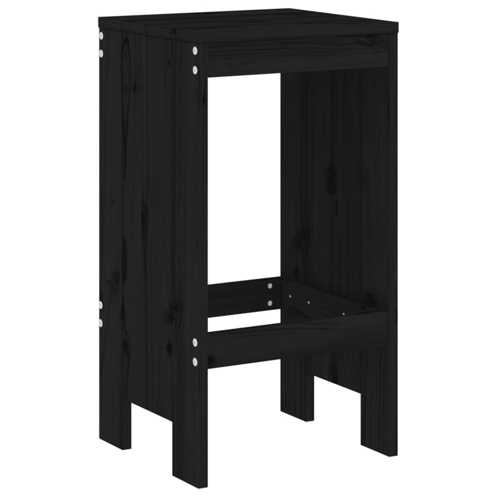 Bancos de bar 2 pcs 40x36x75 cm madeira de pinho maciça preto