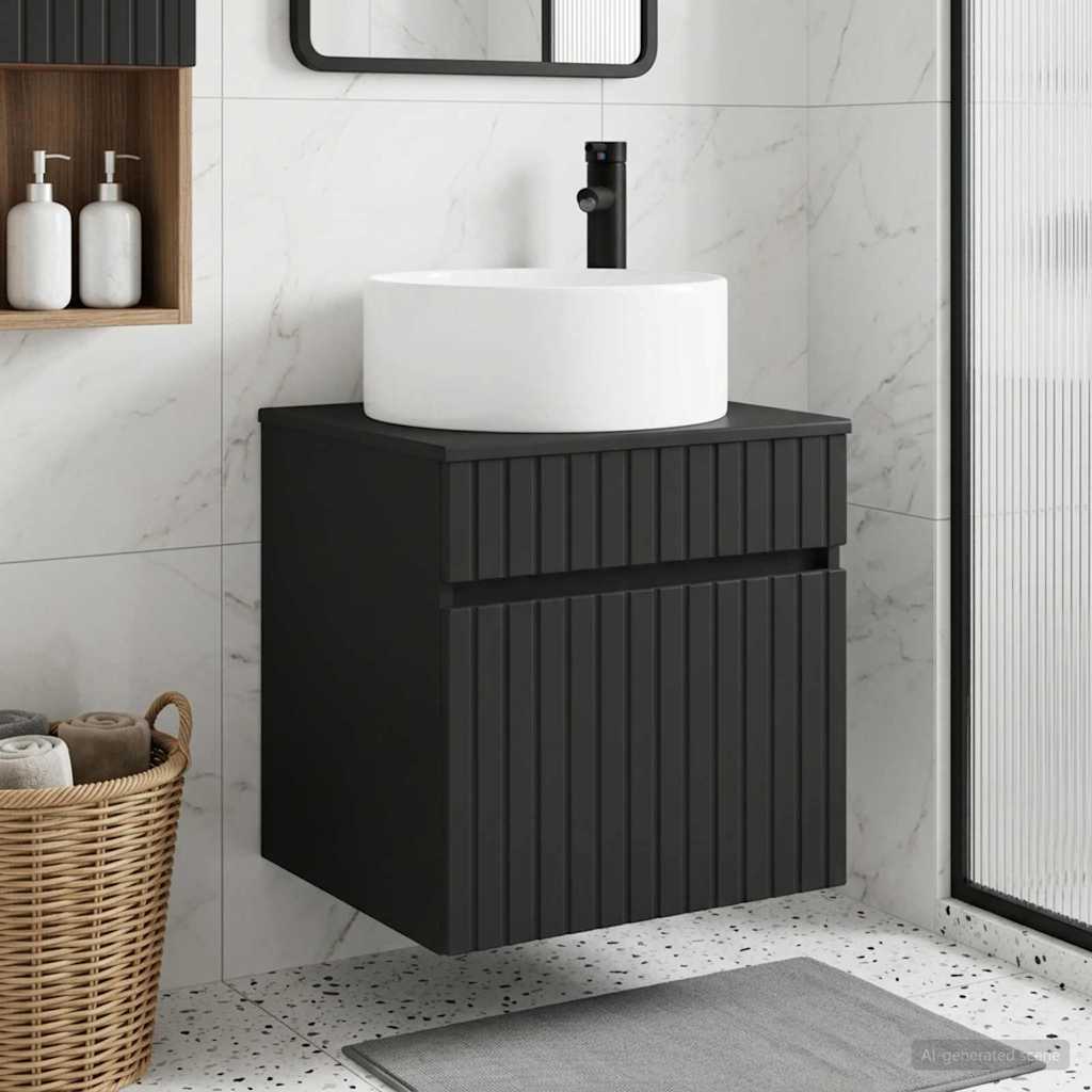 Vanidade de pia de parede preto 49 x 44,5 x 65,5 cm