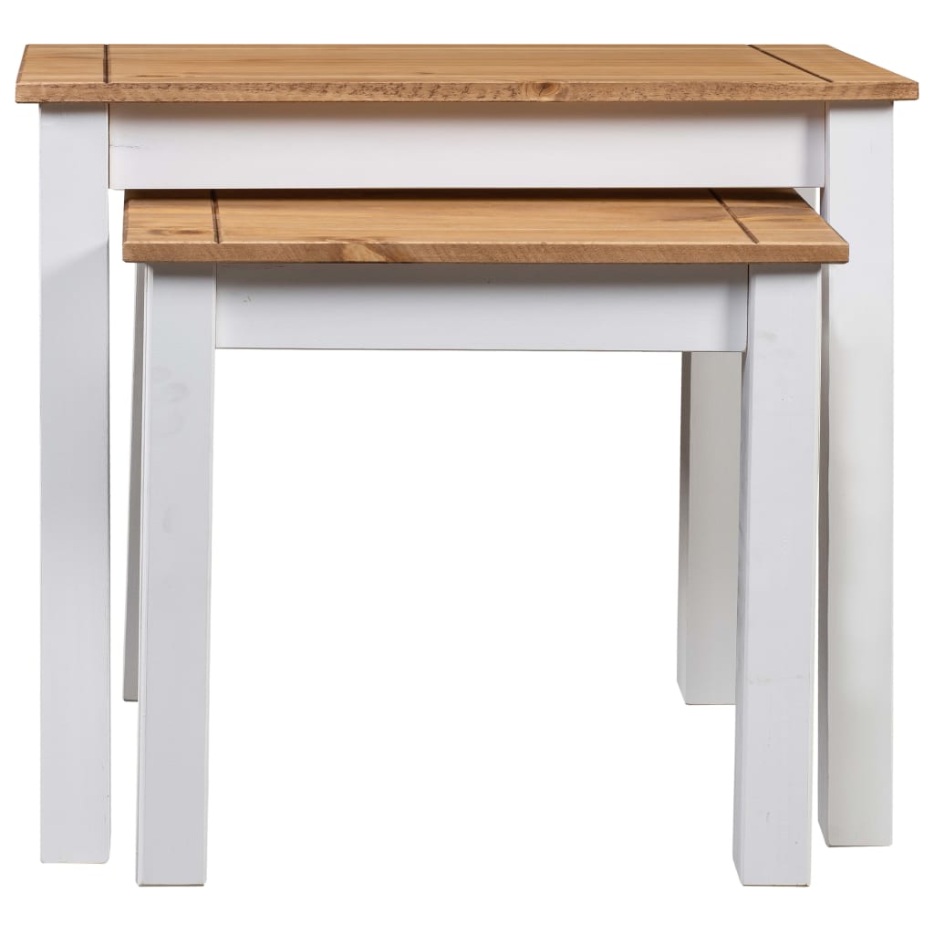 Mesas de encastrar 2 pcs madeira de pinho maciça panama branco