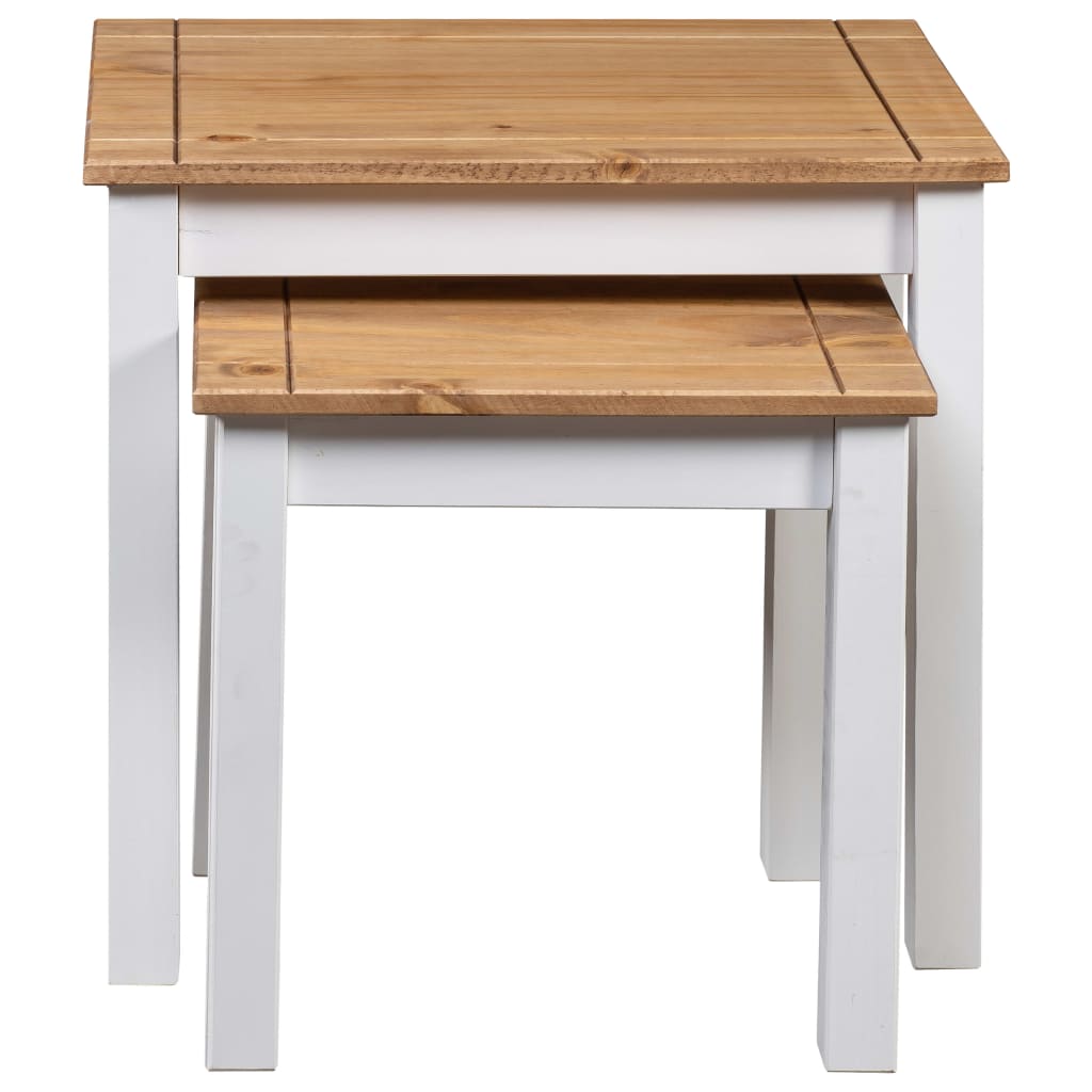 Mesas de encastrar 2 pcs madeira de pinho maciça panama branco