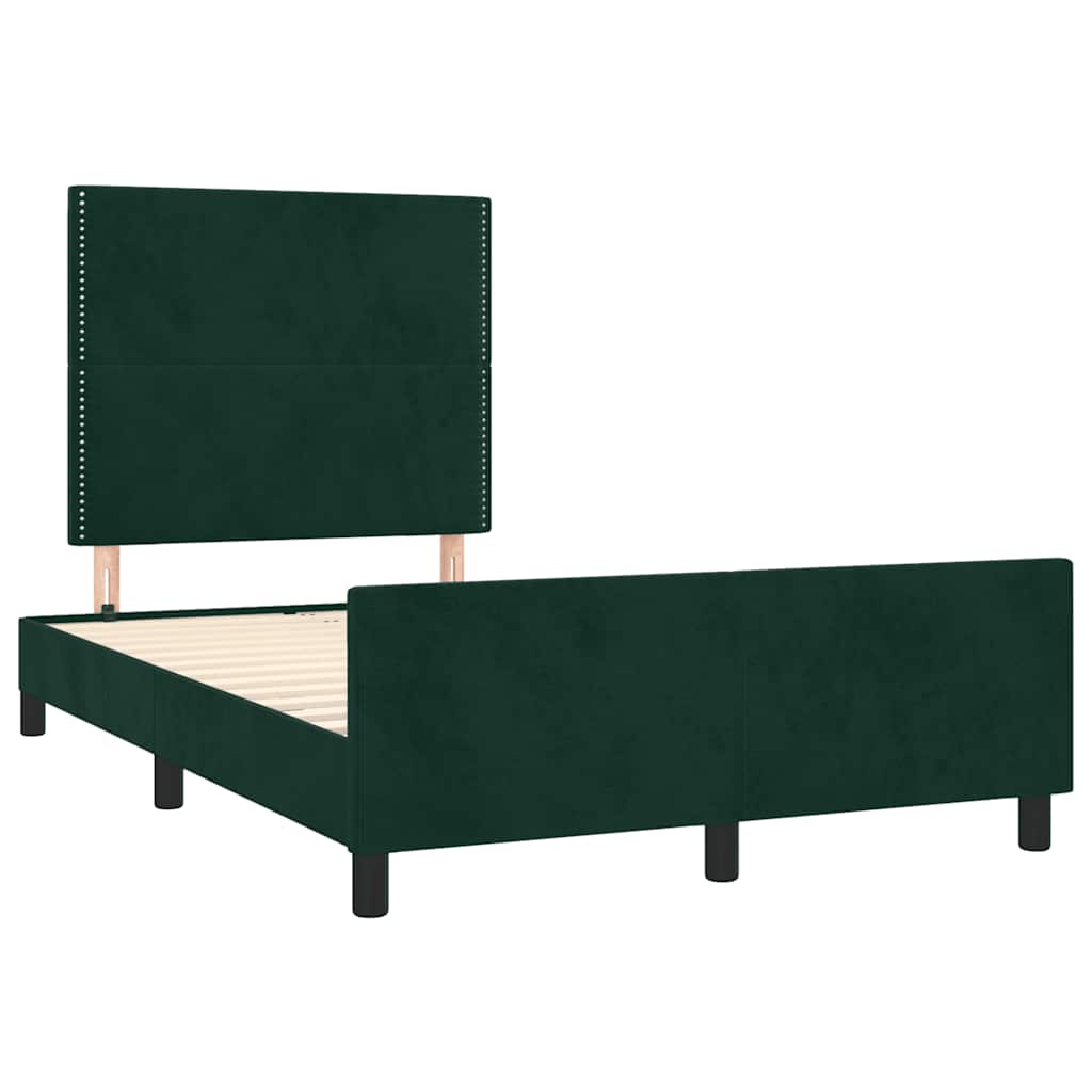 Estrutura de cama com colchão verde escuro 120x190 cm veludo