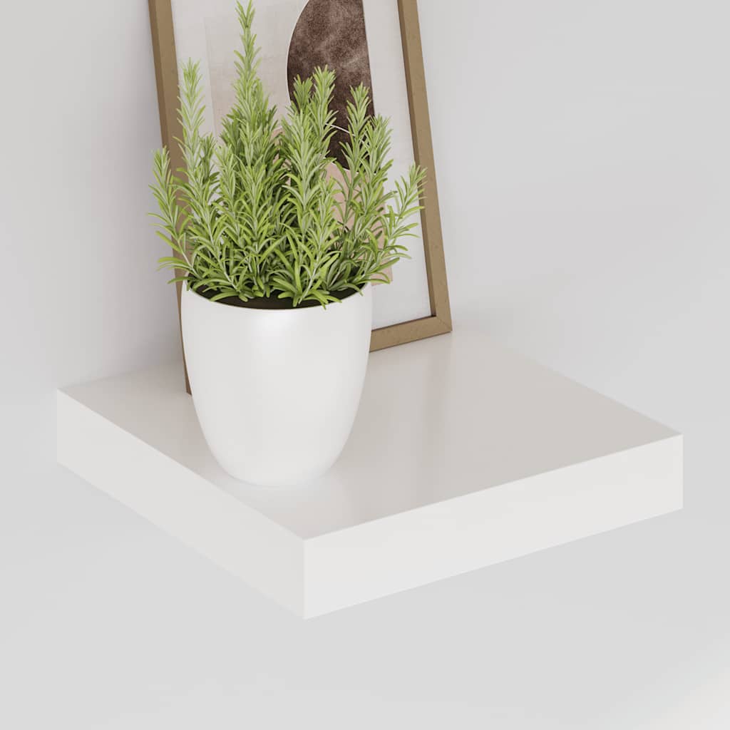 Prateleira parede suspensa 23x23,5x3,8 cm MDF branco brilhante