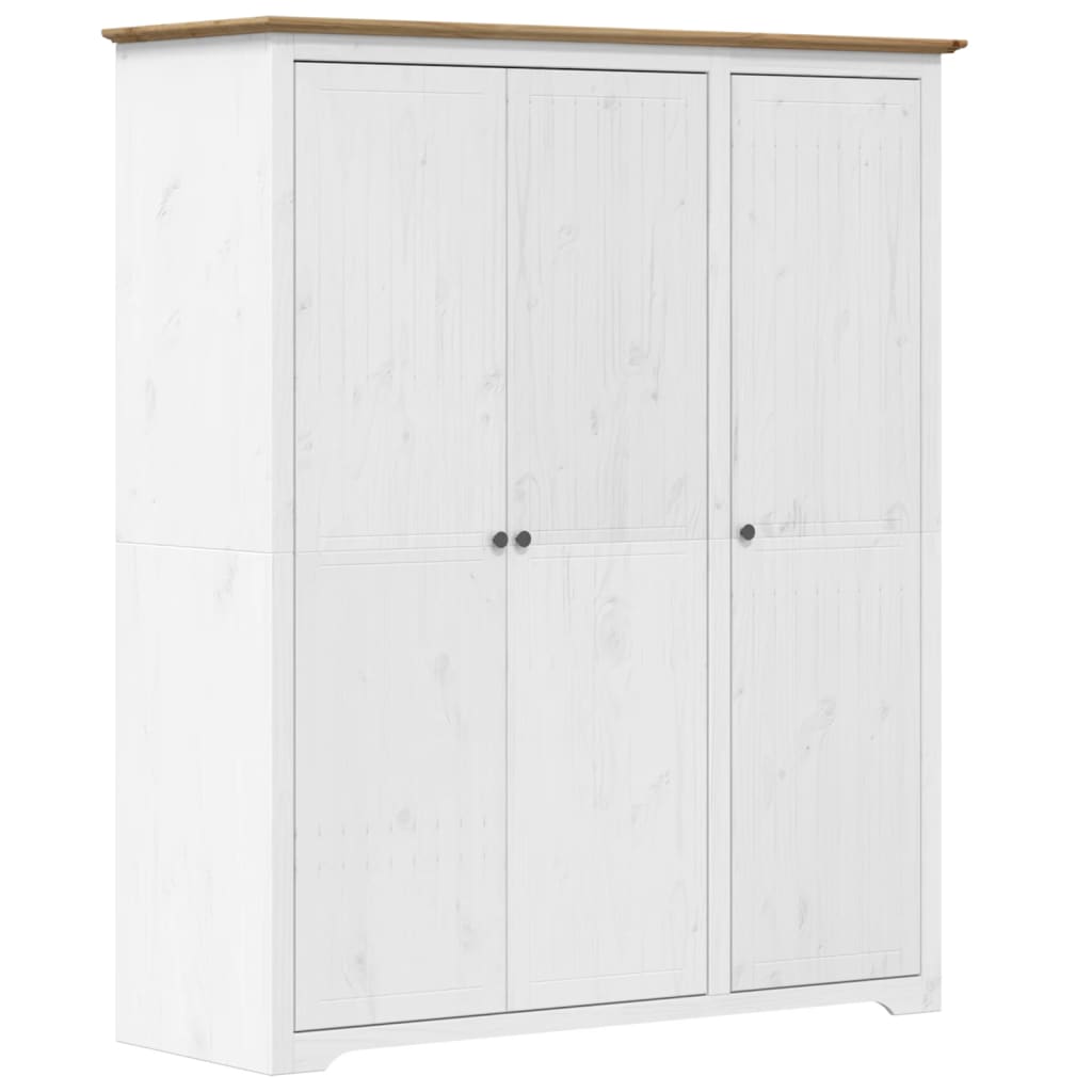 Roupeiro bodo 146x53,5x173 cm pinho maciço branco e castanho