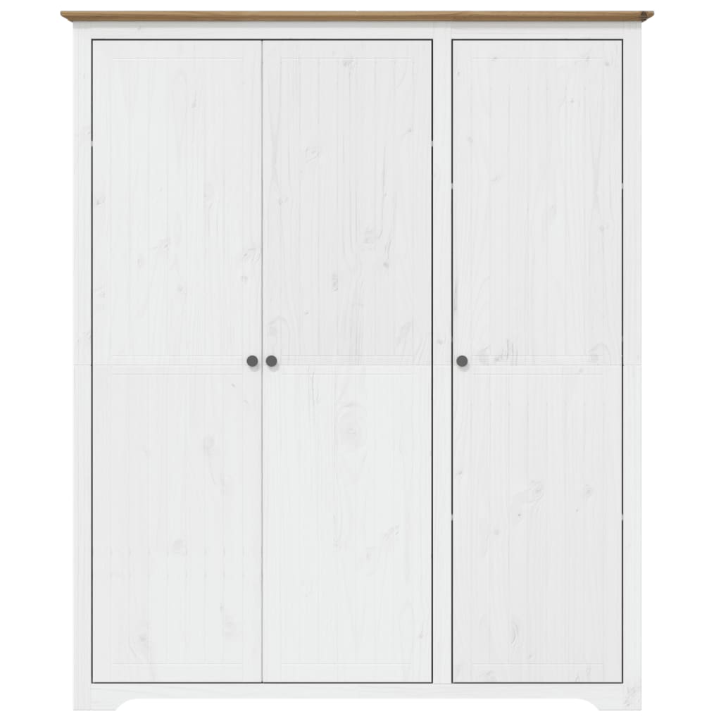 Roupeiro bodo 146x53,5x173 cm pinho maciço branco e castanho