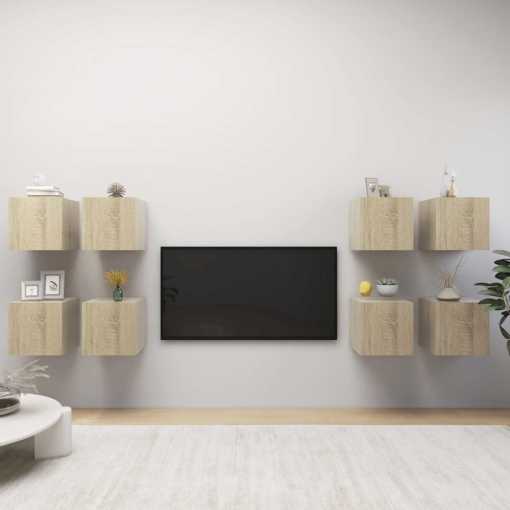 Móveis de parede para TV 8 pcs 30,5x30x30 cm carvalho sonoma