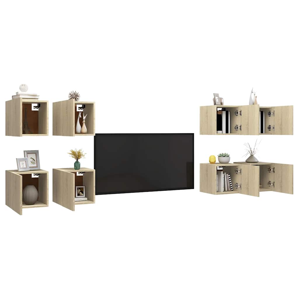 Móveis de parede para TV 8 pcs 30,5x30x30 cm carvalho sonoma