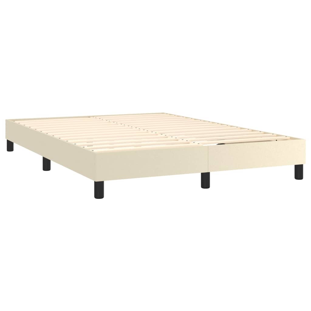 Cama com molas/colchão 140x200 cm couro artificial cor creme