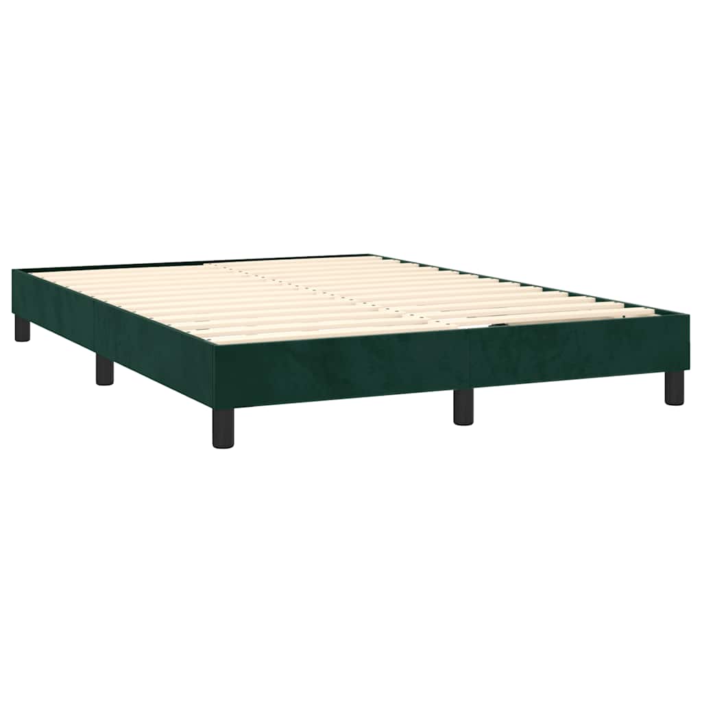 Cama com molas/colchão 140x190 cm veludo verde-escuro