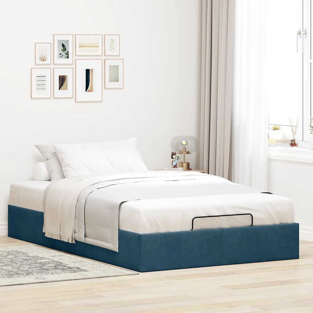 Estrutura de cama otomana sem colchão 120x200 cm azul escuro