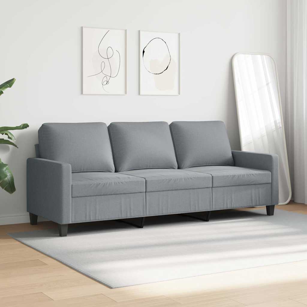 Sofá de 3 lugares 180 cm tecido cinza-claro