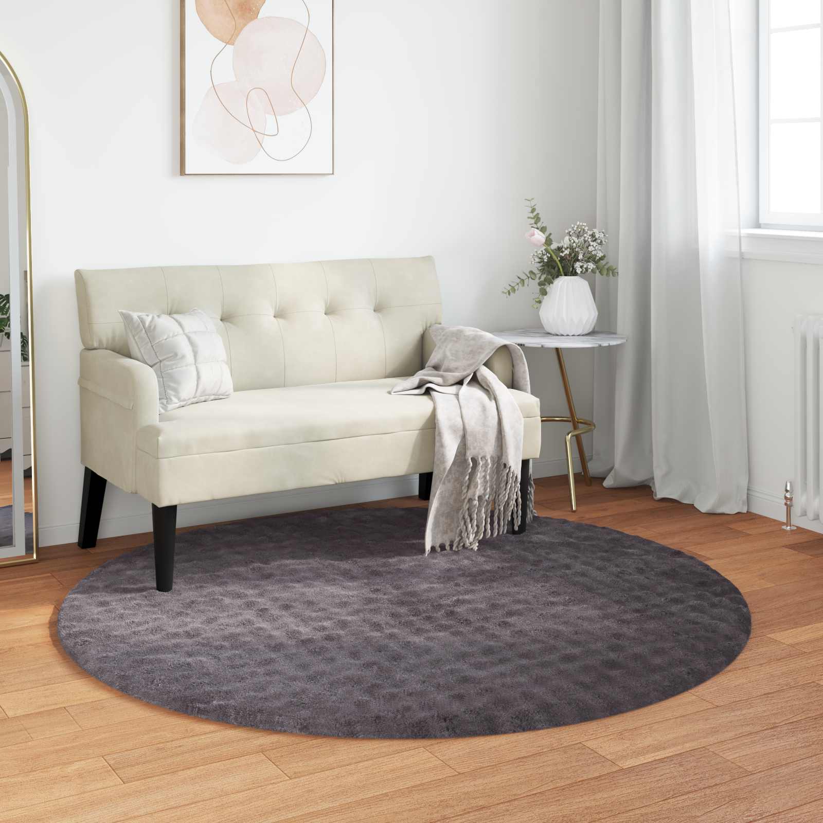Tapetes de área redondo sirolo antracite ø 120 cm poliéster