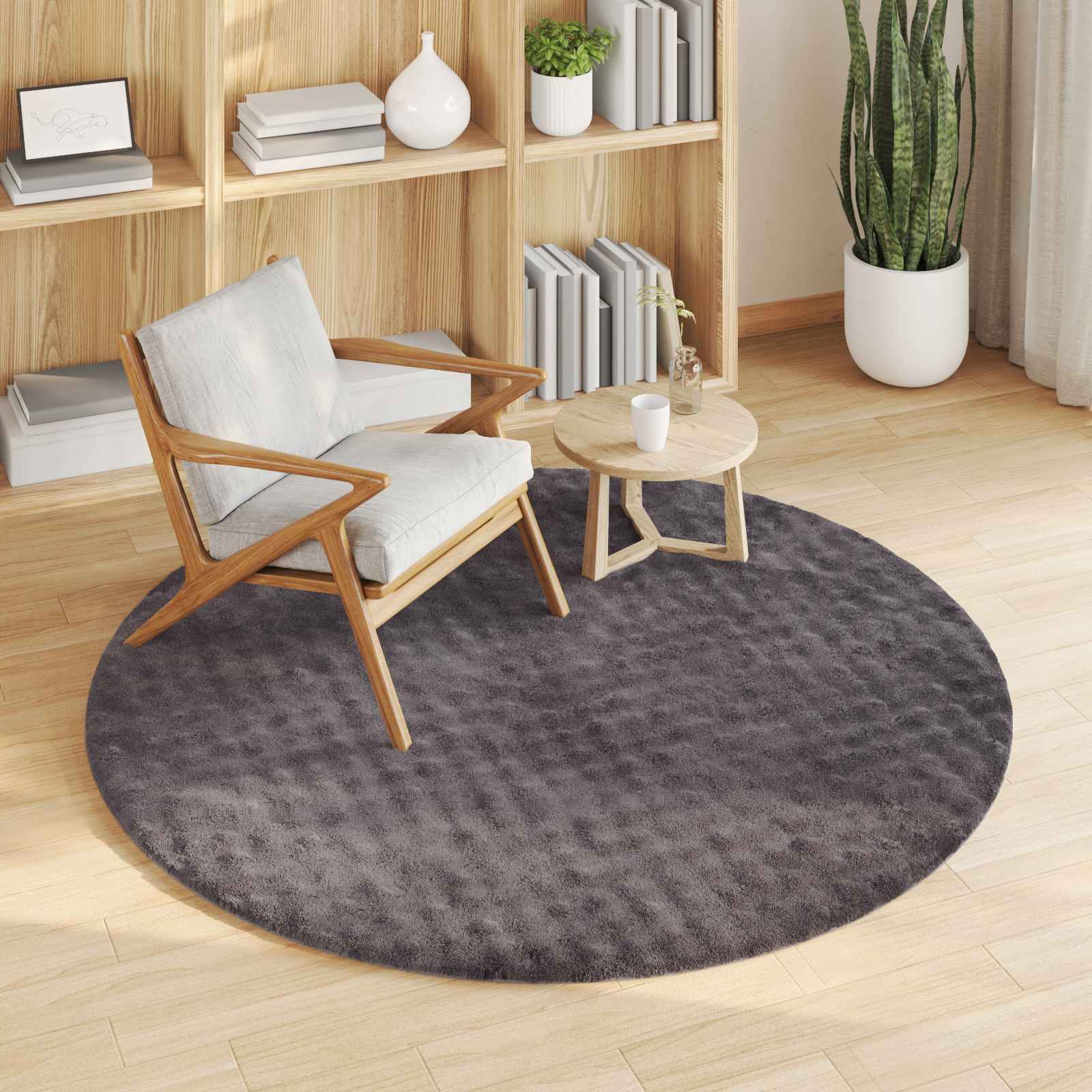 Tapetes de área redondo sirolo antracite ø 120 cm poliéster