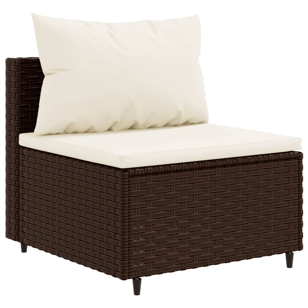 10 Pcs conjunto lounge jardim c/ almofadões vime PE castanho