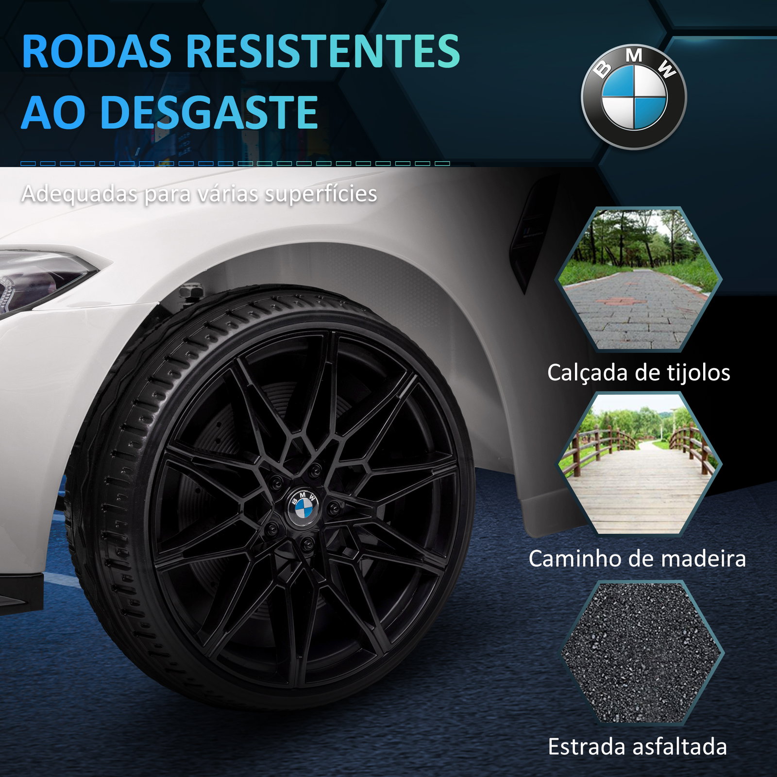 Carro elétrico para crianças bmw m4 12v com controlo remoto faróis buzina música e velocidade 3-5 km/h 108x69,5x51 cm branco