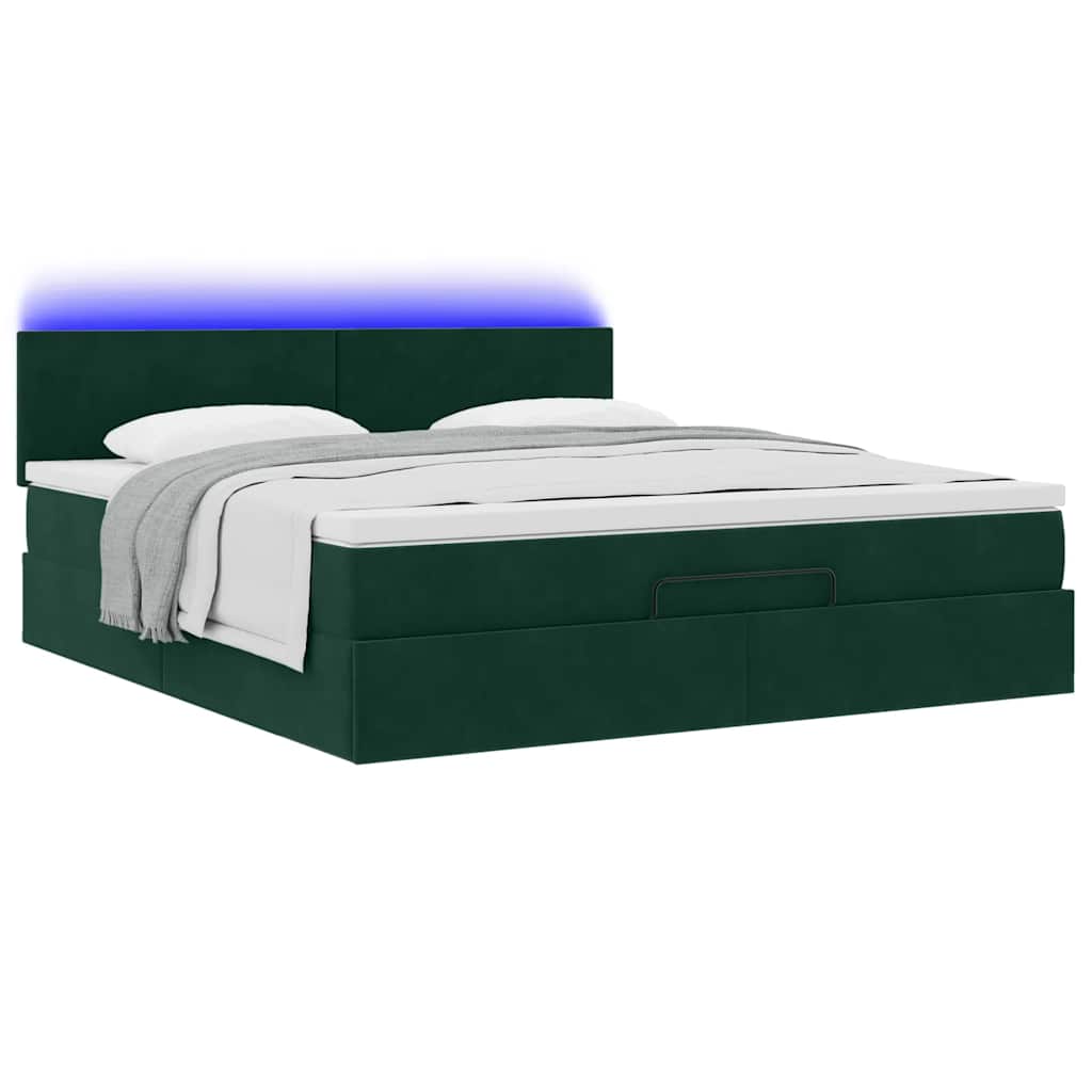 Estrutura de cama otomana com colchão 180x200 cm verde escuro