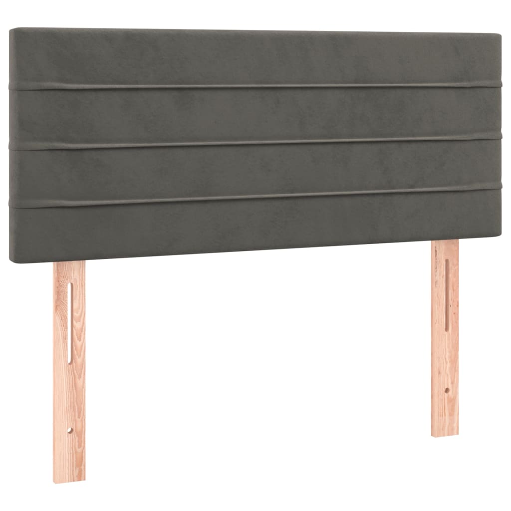 Cabeceira de cama c/luzes LED veludo 100x5x78/88cm cinza-escuro