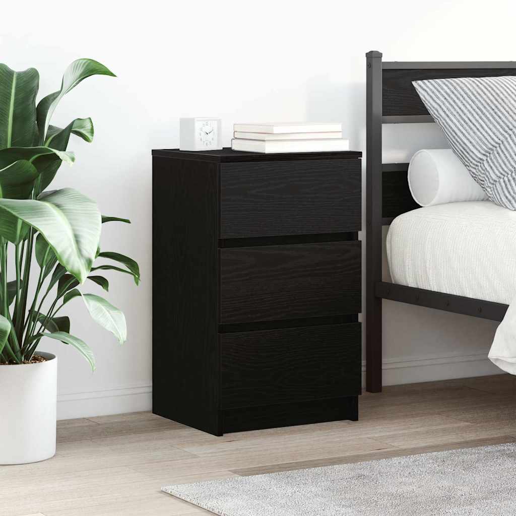 Mesas de cabeceira 3 gavetas 2 pcs 39x35x65cm preto