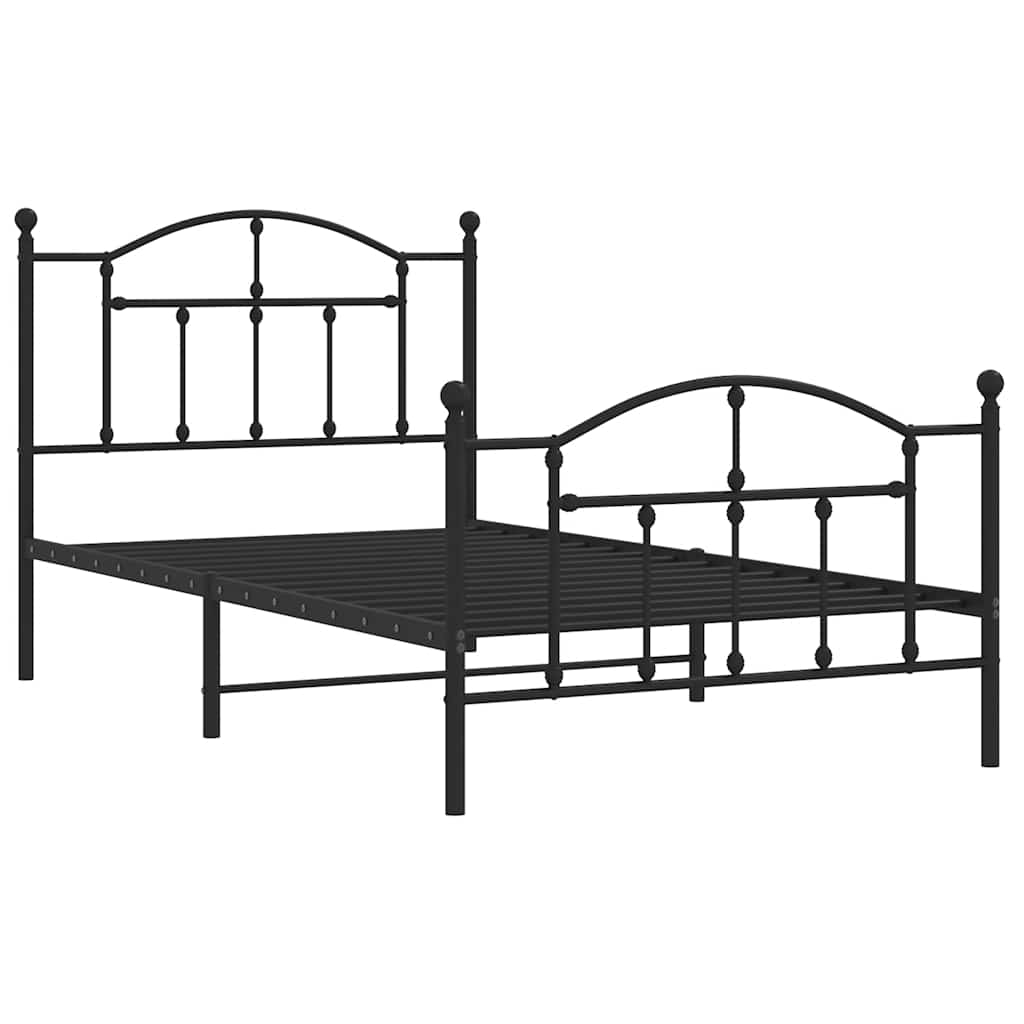 Estrutura de cama com cabeceira e pés 100x190 cm metal preto
