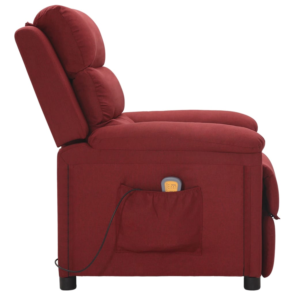 Poltrona de massagens elétrica reclinável tecido vermelho tinto