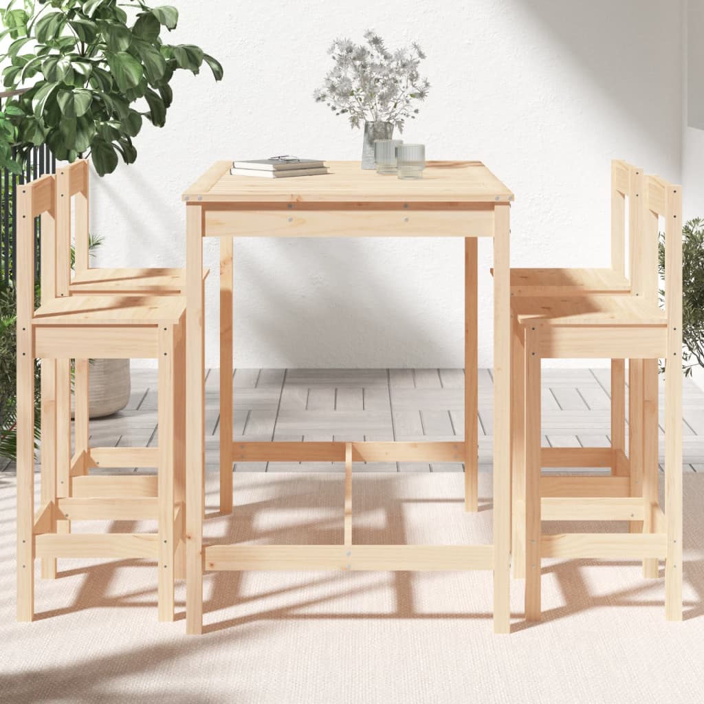 5 Pcs conjunto de bar para jardim pinho maciço
