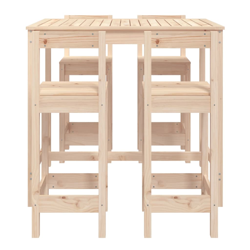 5 Pcs conjunto de bar para jardim pinho maciço