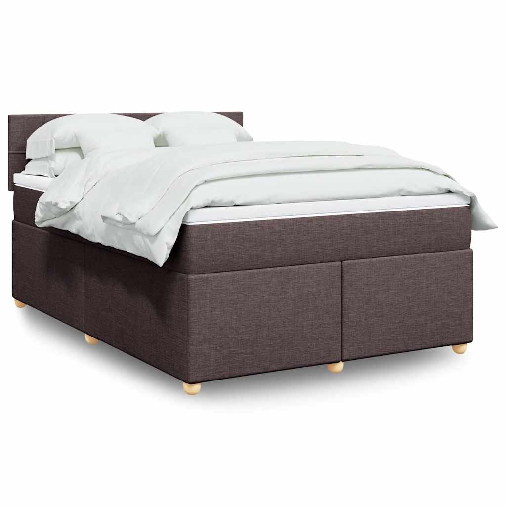Cama com molas/colchão 140x190 cm tecido castanho-escuro