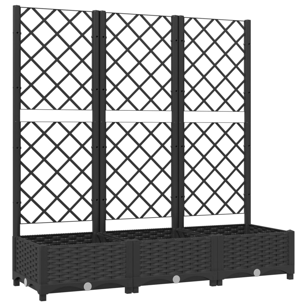 Vaso de jardim com treliça preto 120x40x121,5 cm PP