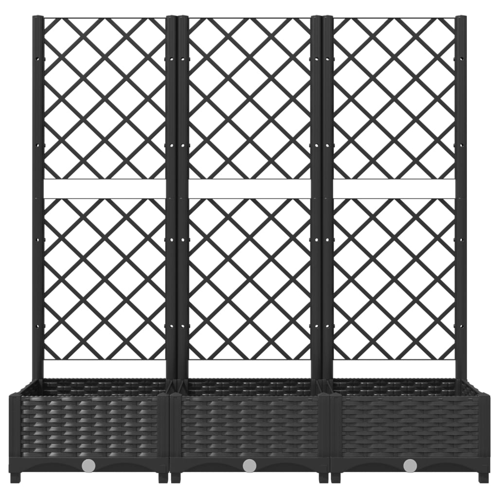 Vaso de jardim com treliça preto 120x40x121,5 cm PP
