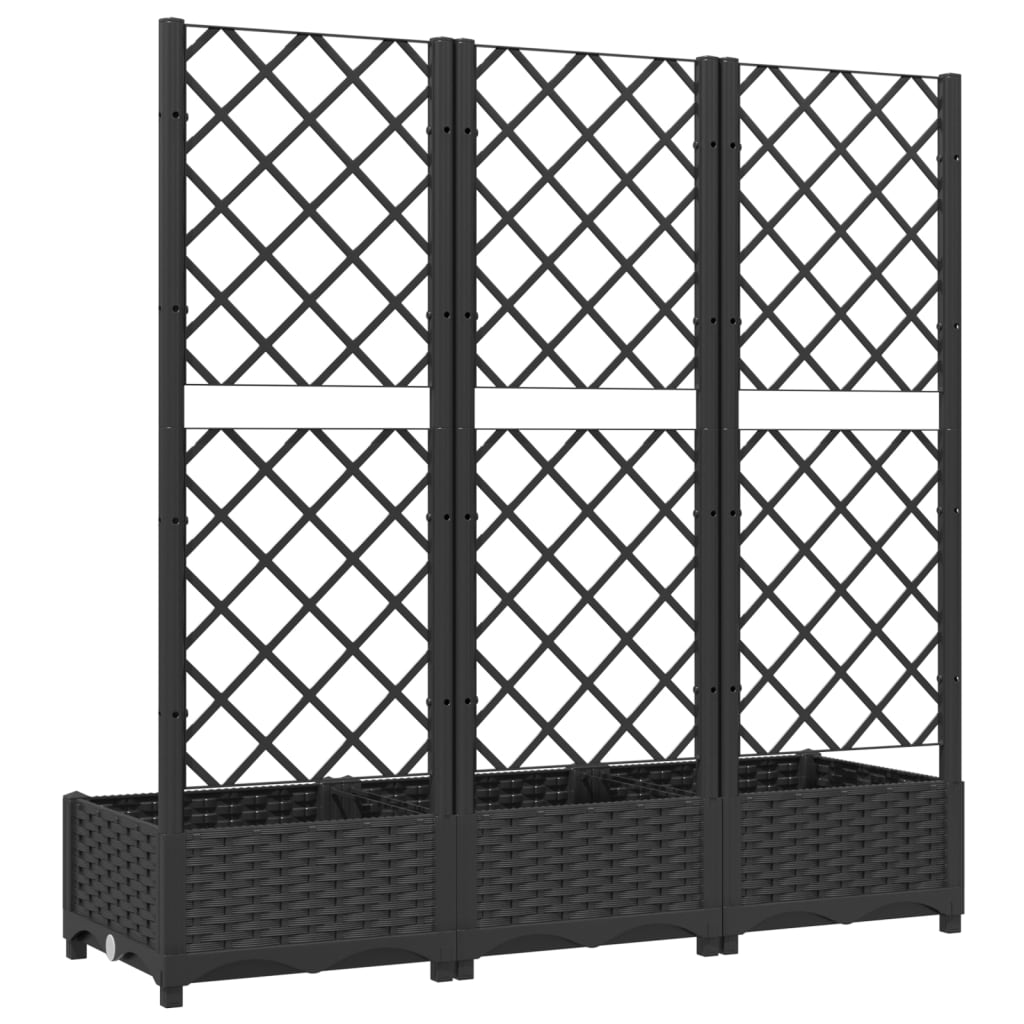 Vaso de jardim com treliça preto 120x40x121,5 cm PP