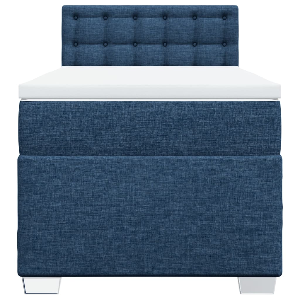 Cama com molas/colchão 80x200 cm tecido azul