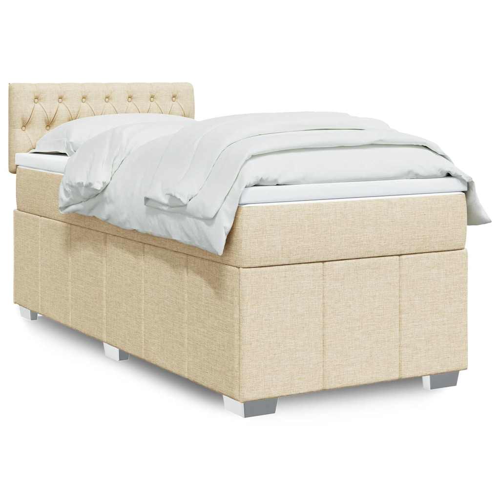Cama com molas/colchão 100x200 cm tecido cor creme